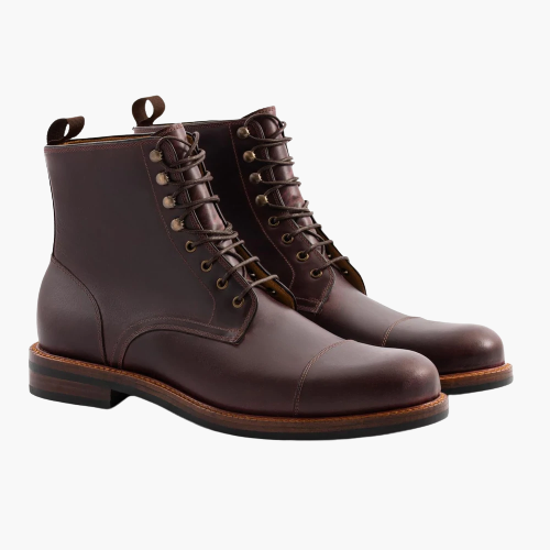 Cloewood Men's Pull-Up Leather Captoe Ankle Boots