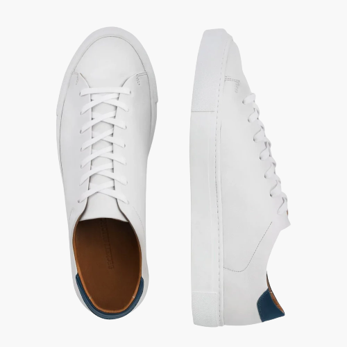 Cloewood Men's Full-Grain Leather Sneaker - White & Navy