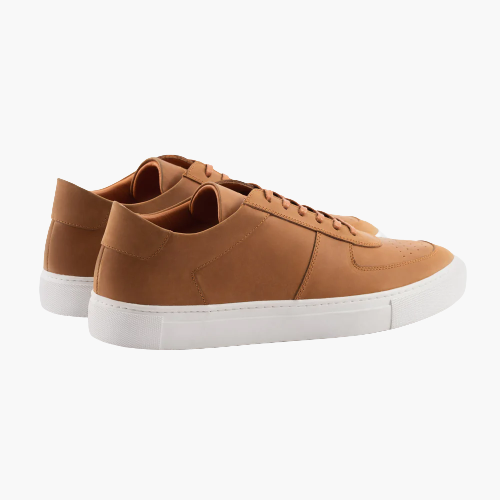 Cloewood Men's Pull-Up Leather Low-Top Sneaker - Walnut & White