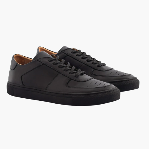 Cloewood Men's Black Leather Sneakers