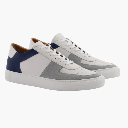 Cloewood Men's Full-Grain Leather & Suede Sneakers - White / Grey / Blue