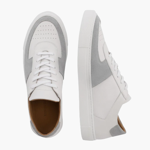 Cloewood Men's Full-Grain Leather & Suede Sneakers - White & Grey