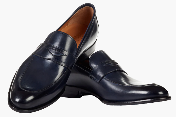 Cloewood 6" Men's Plus Size Full-Grain Leather Penny Loafers Shoes - Midnight blue