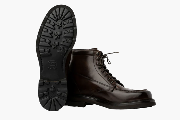 Cloewood Large Men's Handmade Full-Grain Leather Moc-toe Boots - Chocolate