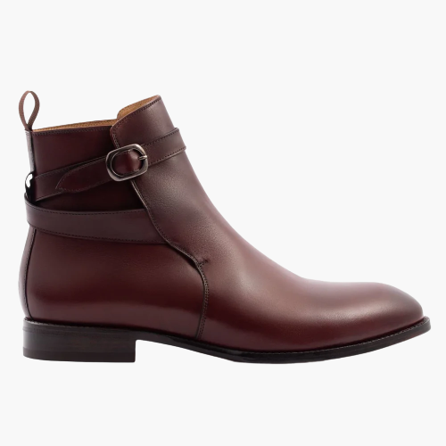 Cloewood Men's Full-Grain Leather Big & Wide Jodhpur Boots - Burgundy